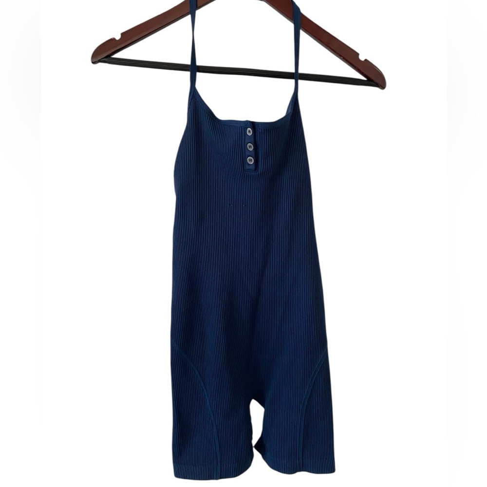 Madewell Seamless Halter Biker Unitard Size Small/ Medium Navy Blue